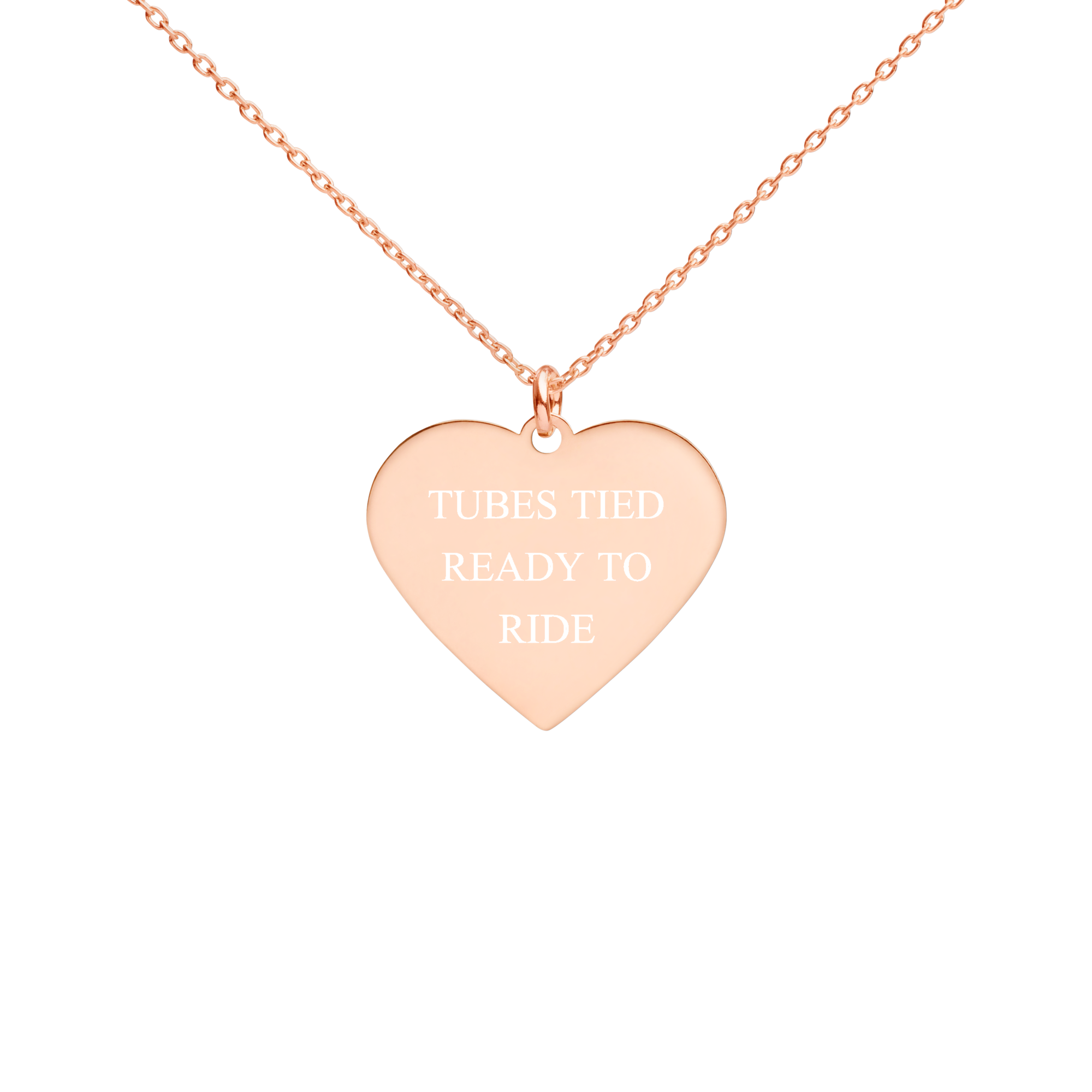 Tubes Tied Ready to Ride engraved heart necklace 24k gold