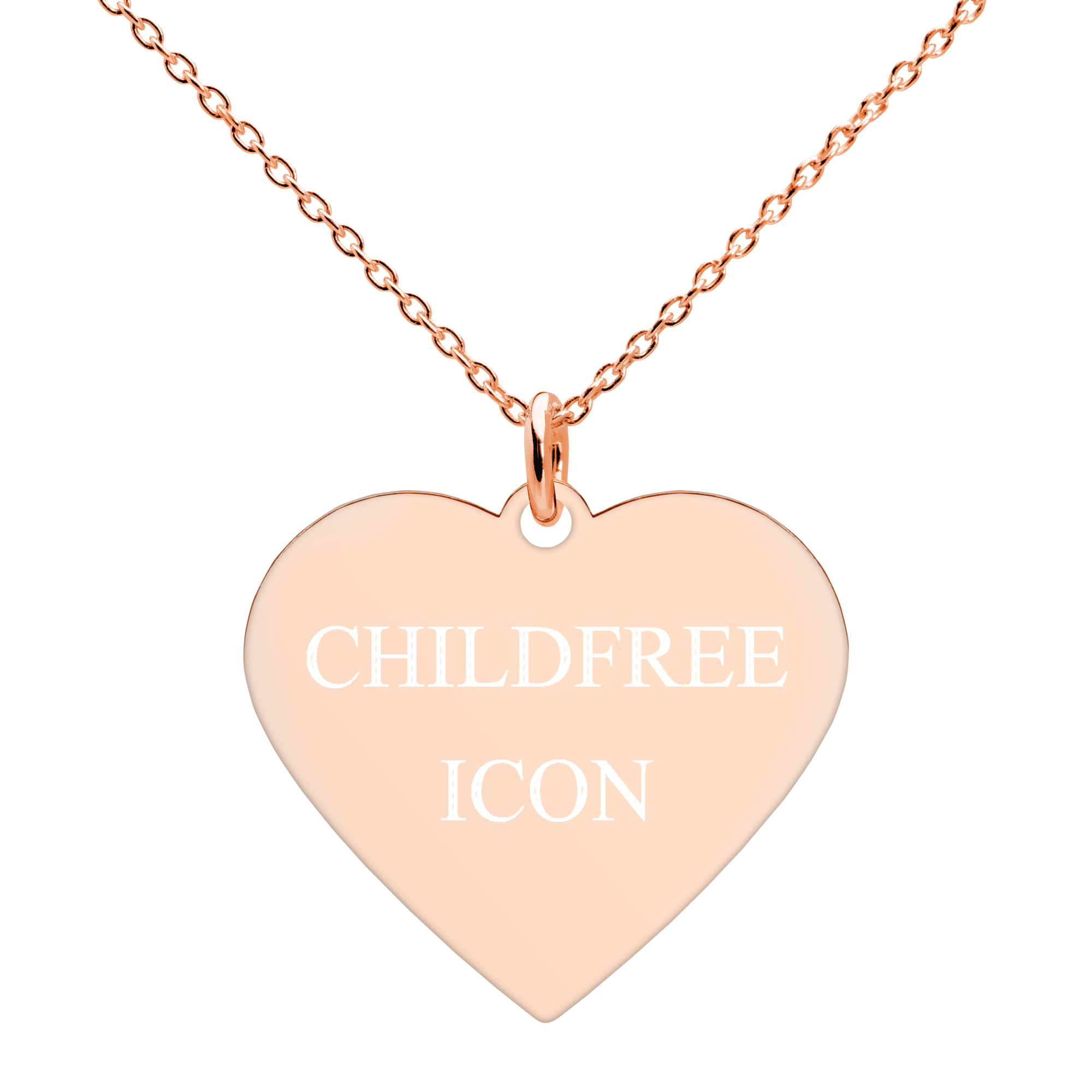 Childfree Icon Member Exclusive engraved heart necklace 18k rose gold