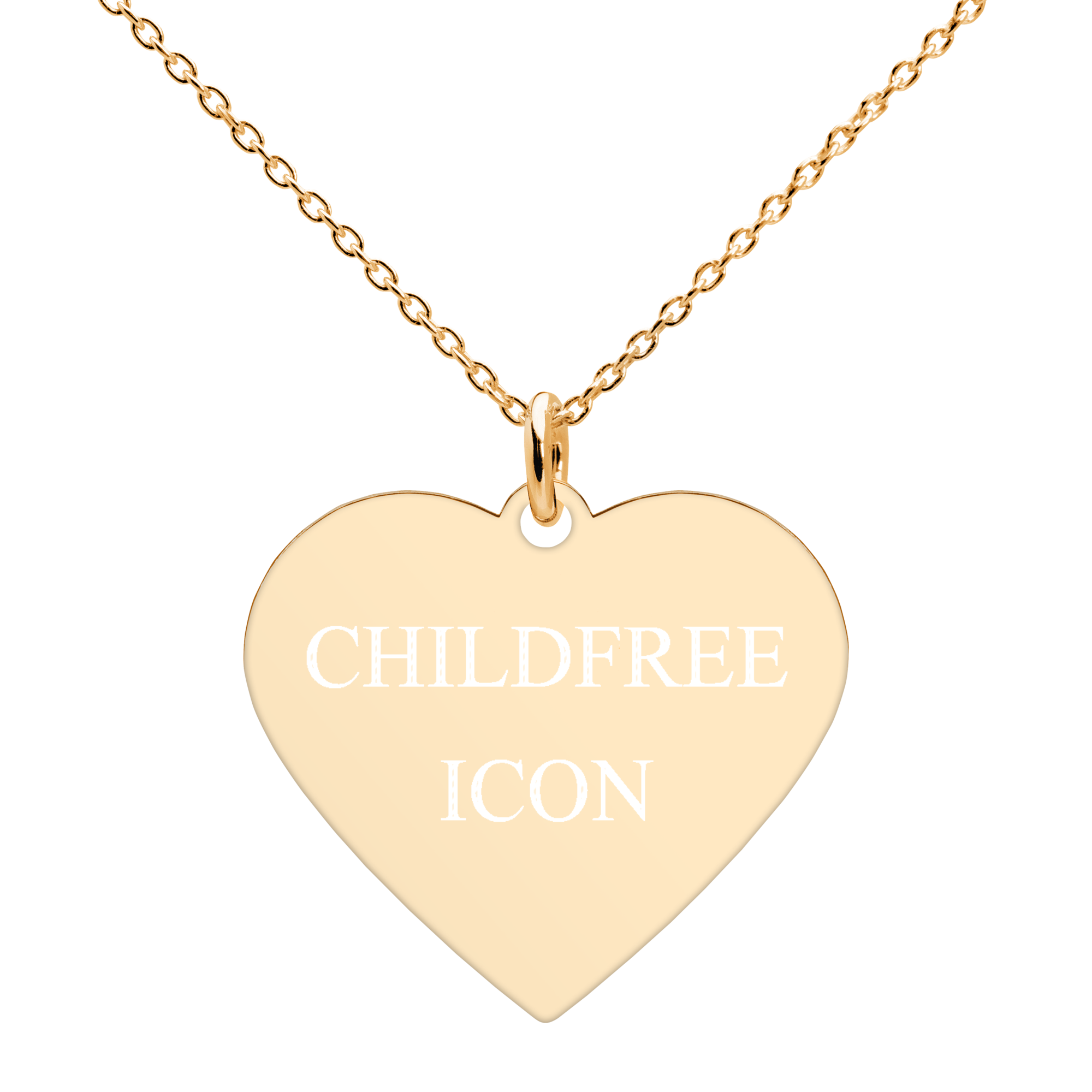 Childfree Icon Member Exclusive engraved heart necklace 24k gold